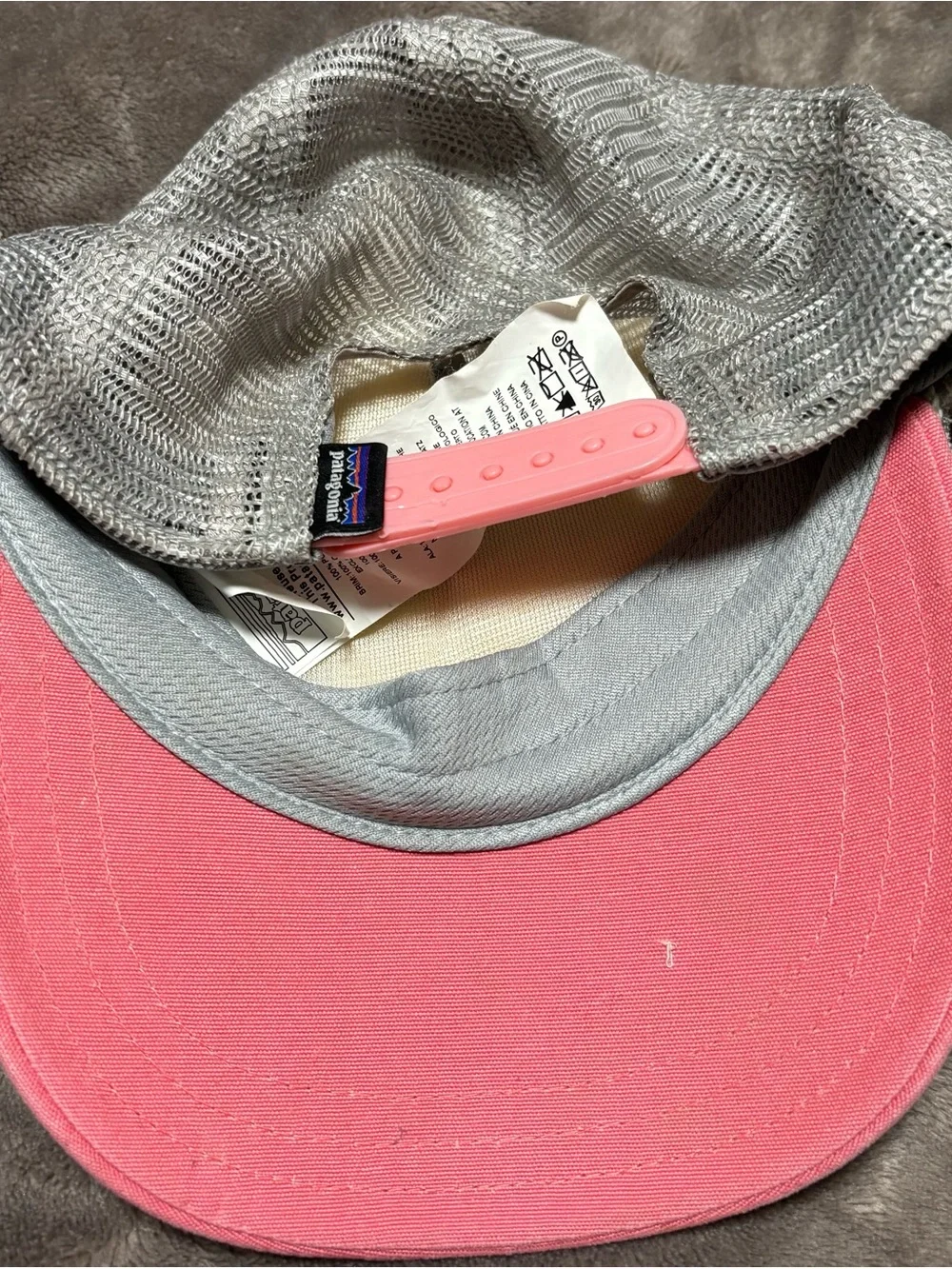 Patagonia Pink and Gray Mesh Trucker Hat